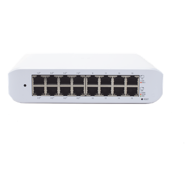 Switch administrable PoE / 16 puertos Gigabit / 8 puertos 802.3af/at / 45 W / 16 Gbps throughput / 7.5 x 7.3 x 1.7 pulgadas