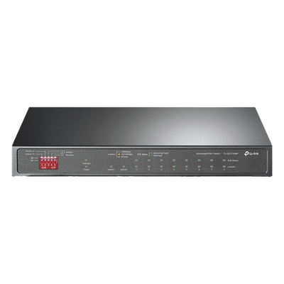 Switch PoE+ No Administrable de Escritorio / 10 Puertos / 8 Puertos PoE+ 802.3af/at / Presupuesto 123 W / Alcance Extendido 250 m (820 pies) / Rendimiento 20 Gbps