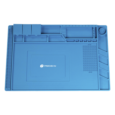 Tapete de Silicona para Reparación Electrónica / 45 x 30 cm (17.7 x 11.8 in) / Resistente al Calor 200°C / Áreas Magnéticas / Compartimentos Numerados