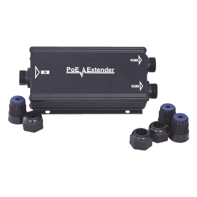 Extensor PoE Gigabit / Alcance 200 m (656.2 ft) / IP66 / 60 W Total / 2 Puertos de Salida PoE / Sin Fuente Adicional
