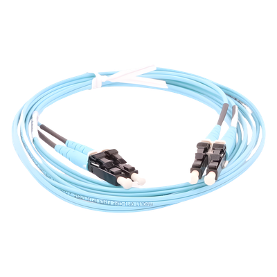Jumper de Fibra Óptica / Multimodo OM3 50/125 / LC-LC Dúplex / OFNR Riser / Aqua / 1 m (3.28 ft)
