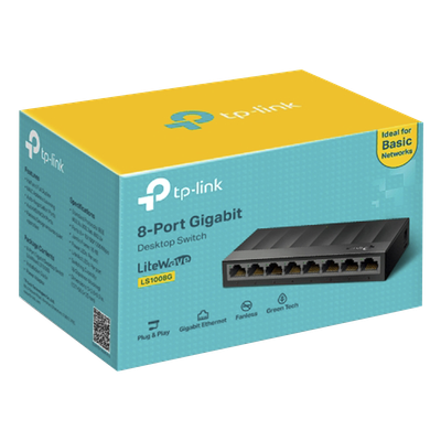 Switch de escritorio / 8 puertos Gigabit / 16 Gbps capacidad de conmutación / Fanless / 4.89W máximo