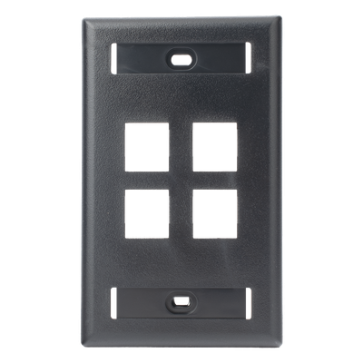 Placa de Pared Vertical / 4 Puertos Keystone / Montaje Vertical / 69.8 x 114.3 mm (2.75 x 4.5 pulg.) / ABS Negro / RoHS