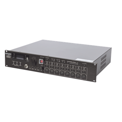 Controlador de Evacuación por Voz / Amplificador 500 W / 8 Zonas Independientes / Expansible a 128 Zonas / Salida 100 V / Reproductor MP3 / Radio FM