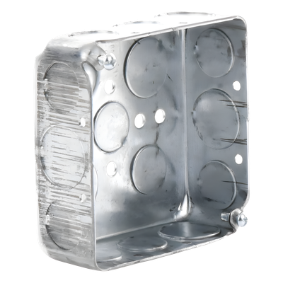 Caja Cuadrada Eléctrica / 4 x 4 in / Profundidad 1.563 in / Capacidad 21 in³ / 17 Entradas Conduit / Acero Galvanizado Troquelado