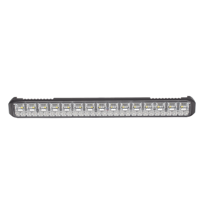 Luz Auxiliar LED / 45 LEDs Tricolor Rojo/Azul/Blanco / 12-24 VDC / Lente Transparente / SAE / 11.42" / Halo Rojo Multifuncional