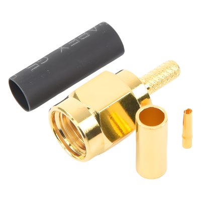 Conector SMA Macho Inverso / Anillo Plegable / Bronce con Oro / RG-174/U, RG-316/U