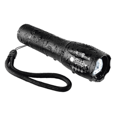 Linterna LED Táctica / 600 Lúmenes / IPX4 / Zoom Ajustable / Funcionamiento Dual 4.5V / 3.7V / Aluminio Ultraligero