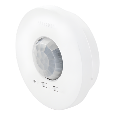 Sensor de Ocupación Inalámbrico de Techo / PIR 360° / Cobertura 30.2 a 62.4 m² (324 a 676 ft²) / RF 18 m (59 ft) / Batería CR123 / 10 Años de Duración