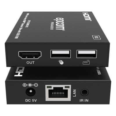 Extensor HDMI con KVM / 1080p@60Hz / H.265 / 150 m (492.1 ft) sobre Cat5e/6 / HDCP 1.4 / USB KVM / IR 20 Hz-60 kHz / Compatible Switch 1G