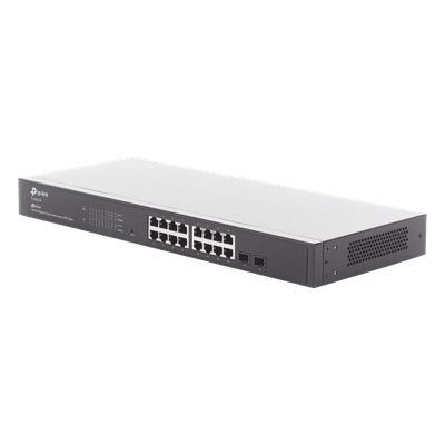 Switch Administrable / 16 Puertos Gigabit RJ45 / 2 Puertos SFP 1G / Rendimiento 36 Gbps / Sin Ventilador / Gestión Centralizada OMADA