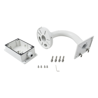 Montaje Universal de Pared / Cuello de Ganso Anti-Retorno / Caja de Conexiones Exterior / Carga 4.5 kg / Aluminio Blanco