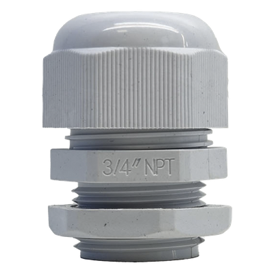 Conector Tipo Glándula / Rosca NPT 3/4" / Rango de Cable 10-16 mm / Plástico Industrial / IP para Ambientes Exigentes