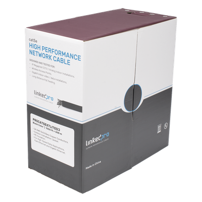 Bobina de Cable UTP / Cat5e / 305 m (1000 ft) / Doble Forro / Exterior / CMX / 24 AWG / Cobre Sólido / Negro