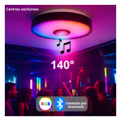 Luminario LED RGB / 30W / 2400 Lúmenes / Bluetooth / Control por App / Voltaje Universal 85-265V / 380 mm (1.2 ft) Diámetro