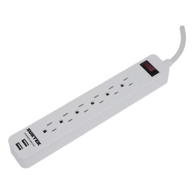 Multicontacto / 6 Contactos Aterrizados / 2 Puertos USB / 13 A / 300 Joules / Cable 50 cm (1.64 ft)