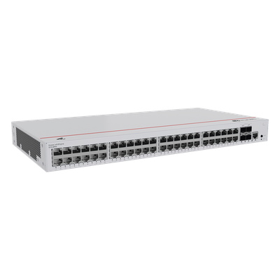 Switch PoE Administrable Capa 3 / 48 Puertos Gigabit PoE / 4 Uplink 10GE SFP+ / PoE Perpetuo / 380W / iStack / ERPS