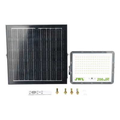 Reflector LED Solar / 200 W / Luz Blanca Fría 6500 K / Ángulo 120° / IP65 / Batería 3.2 VCD