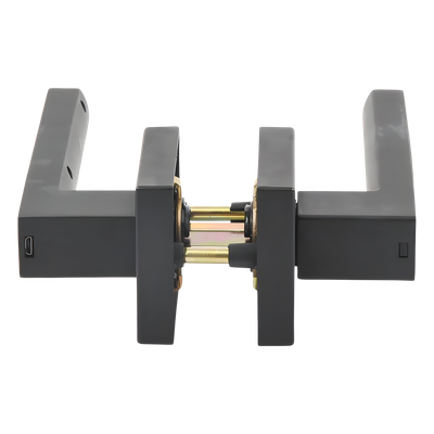 Manija Biométrica Inteligente / Sensor de Huella Exterior / 30 Usuarios / Cierre Automático 5 s / Reversible Izq-Der / Backset 60-70 mm / Acabado Negro