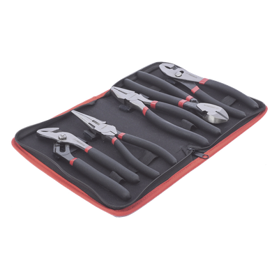 Juego de Pinzas / 5 Piezas / 8" (203.2 mm) / Acero / Mango Antiderrapante / Estuche Plástico