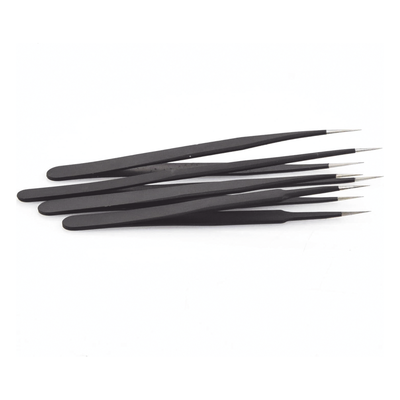 Juego de Pinzas Antiestáticas / 4 Piezas / Plástico Carbonizado / 12.3 cm / 17 g