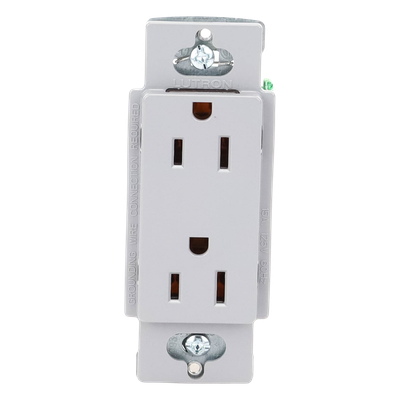 Contacto Dúplex de Pared / 15 A / 125 V / Placa Frontal Gris / Instalación Sin Tornillos Visibles / Compatible Multi-Gang