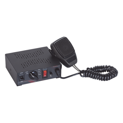 Sirena Vehicular / 100 W / Multivoltaje 12~24 VCD / 6 Tonos Clásicos / Micrófono Integrado / Certificación SAE J1849