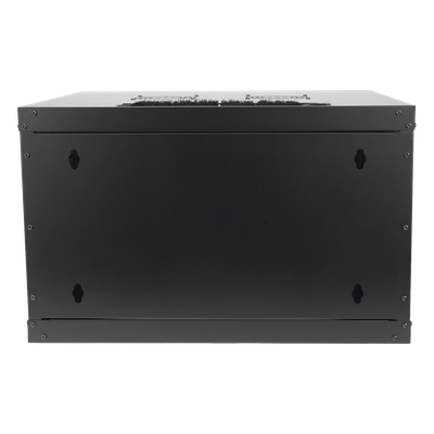 Gabinete de Pared 19 in / 6U / Profundidad 455 mm / Carga 60 kg / Puerta Perforada / 2 Ventiladores / Panel Cepillo