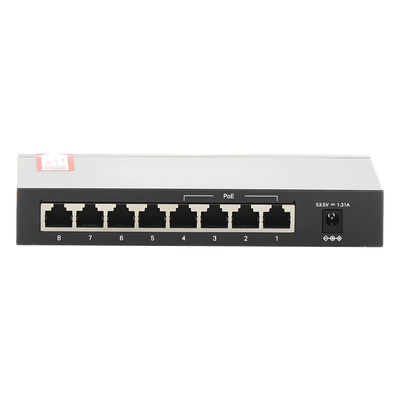Switch PoE+ No Administrable / 8 Puertos 10/100 Mbps / 4 Puertos PoE 802.3af/at / 66W / Alcance Extendido 250 m (820 pies) / Sin Ventilador