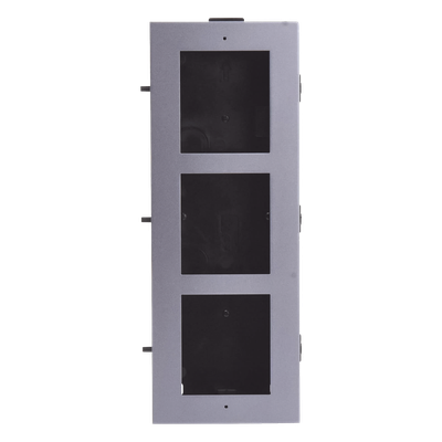 Marco de Instalación Empotrado / 3 Espacios para Módulos de Videoportero / Tapa de Aluminio / Rango Térmico -40°C a +60°C / IP Resistente a Humedad 10%-95%