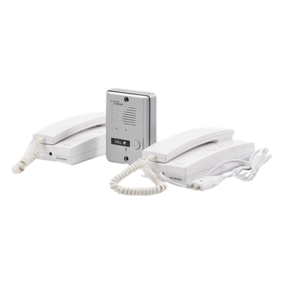 Kit de Audio Portero / 2 Auriculares / Frente de Calle Metálico / Montaje Pared o Escritorio / 0.5W-3.3W