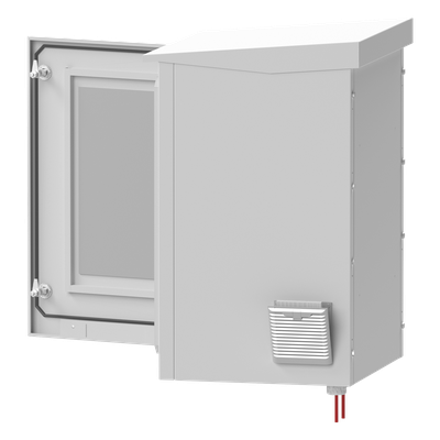 Gabinete Exterior IP / Rack 19" 16U / Acero Galvanizado / Ventilador con Termostato / Filtros Antipolvo / Aislante Térmico / Cerradura con Llave