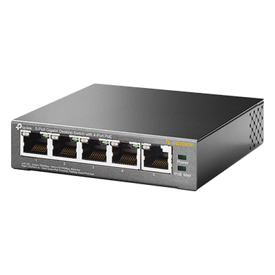 Switch de Escritorio / 5 Puertos Gigabit / 4 Puertos PoE 802.3af/at 65W / PoE Extendido 250m (820 pies) / Sin Ventilador