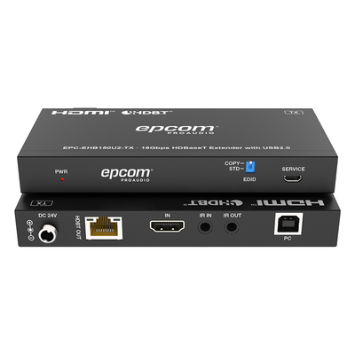 Extensor HDMI con KVM / 4K@60Hz 4:4:4 / 150m (492 pies) en 1080p / 120m (394 pies) en 4K / HDBaseT / USB 2.0 / IR Bidireccional / POC / EDID