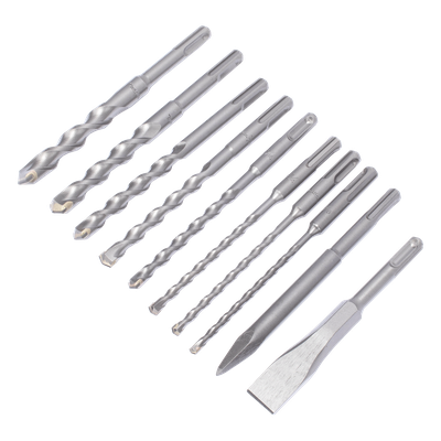 Juego de Brocas y Cincéles SDS PLUS / 10 Piezas / 3/16'' a 9/16'' / 6-1/4'' (158 mm) Largo Estándar