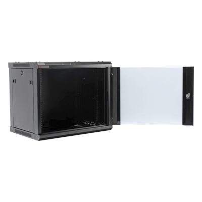 Gabinete de Pared / 9UR / 19in / Cristal Templado / 450mm Profundidad / 60kg Carga / 1.65 x 1.97 x 1.48 pies