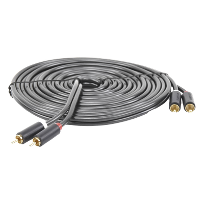 Cable de Audio 2 RCA Macho a 2 RCA Macho / 5 Metros (16.40 Pies) / Cobre Libre de Oxígeno / Conectores Chapados en Oro / Doble Blindaje EMI/RFI