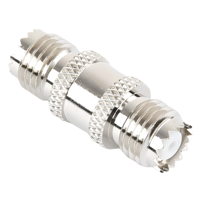 Adaptador Barril RF / Mini-UHF Hembra a Mini-UHF Hembra / Montaje en Línea / Cuerpo Bronce Niquelado / Contacto Oro / Aislante Teflón
