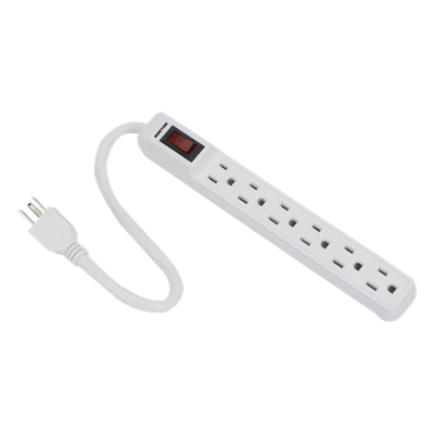 Multicontacto con Cable / 6 Tomas con Tierra / 15 A / Calibre 14 AWG / Cable 30 cm (11.8 in) / Interruptor Iluminado