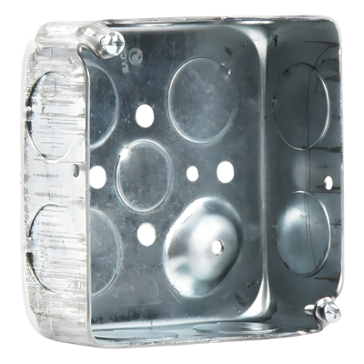 Caja Cuadrada Eléctrica / 4 x 4" / Profundidad 1-1/2" / 21 in³ / 11 Entradas 3/4" y 1 Entrada 1/2" / Acero Galvanizado / Resistencia al Fuego 2 Horas