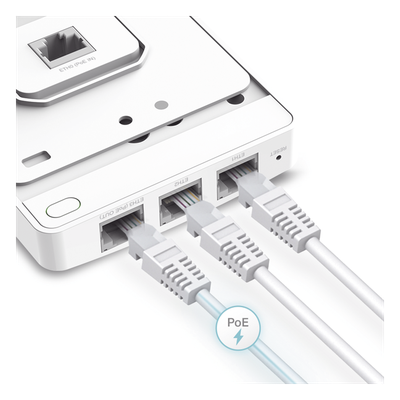 Punto de Acceso de Pared / Doble Banda AC1200 / MU-MIMO / 3 Puertos Gigabit / PoE 802.3af/at / Salida PoE 13 W
