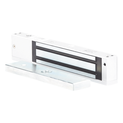 Chapa Magnética Electromagnética / 280 kg (600 lbs) / Temporizador 0-9 s / Voltaje Dual 12/24 VDC / Sensor de Puerta NO/NC / LED Indicador