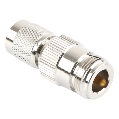 Adaptador RF en Línea / TNC Macho Inverso a N Hembra / Cuerpo Bronce Niquelado / Contacto Oro / Aislante Teflón