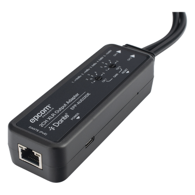 Extensor de Audio Dante® / 2 Canales XLR / Latencia Configurable 1-5ms / Transmisión 100 m (328 ft) / PoE / USB-C / HDMI 1.4