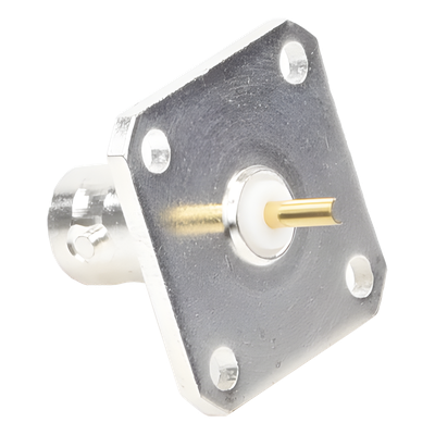 Conector BNC Hembra / Soldable para Chasis / 4 Perforaciones 18 mm (0.59 ft) / Compatible UG-177/U