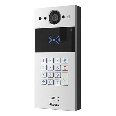 Videoportero IP SIP / 2 Megapixel / Teclado y Lector NFC+RFID 125 kHz / Control de 2 Puertas / PoE / IP65 / Notificación App y Llamada Telefónica / PIN Temporal