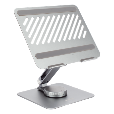 Soporte Giratorio para Laptop / Rotación 360° con Bloqueo / Aluminio / Carga 5 kg / 10 a 17.3" / Altura y Ángulo Ajustable / Plegable