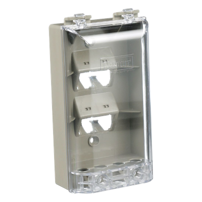 Placa de Pared Vertical / IP56 / 4 Puertos Mini-Com / Policarbonato / 5.69 x 3.07 x 2.19 in