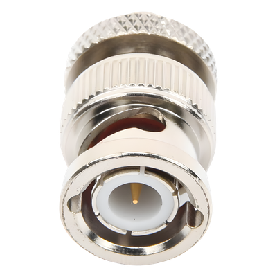 Adaptador Coaxial en Línea / SMA Hembra a BNC Macho / Cuerpo Bronce Niquelado / Contacto Oro / Aislante Teflón