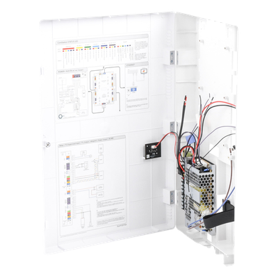 Gabinete de Protección para Controlador de Acceso / Fuente 110 VCA / 8 Canales Independientes / Protección Eléctrica Integrada / Batería de Respaldo